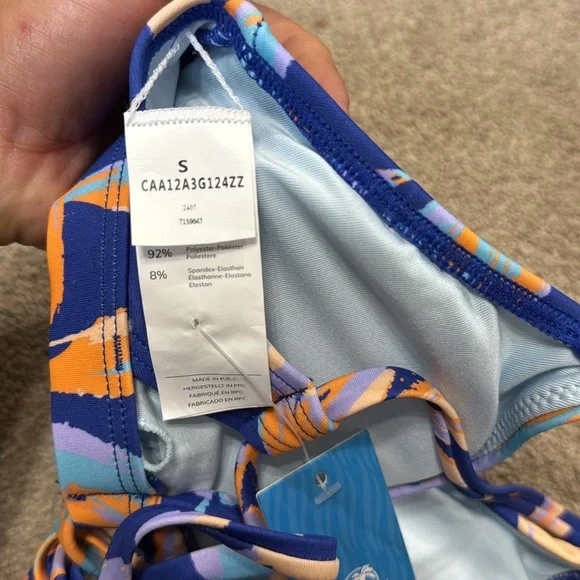 Cupshe Release Happiness Blue Floral Print Lace Up Back Bikini Top Size S - Picture 5 of 5